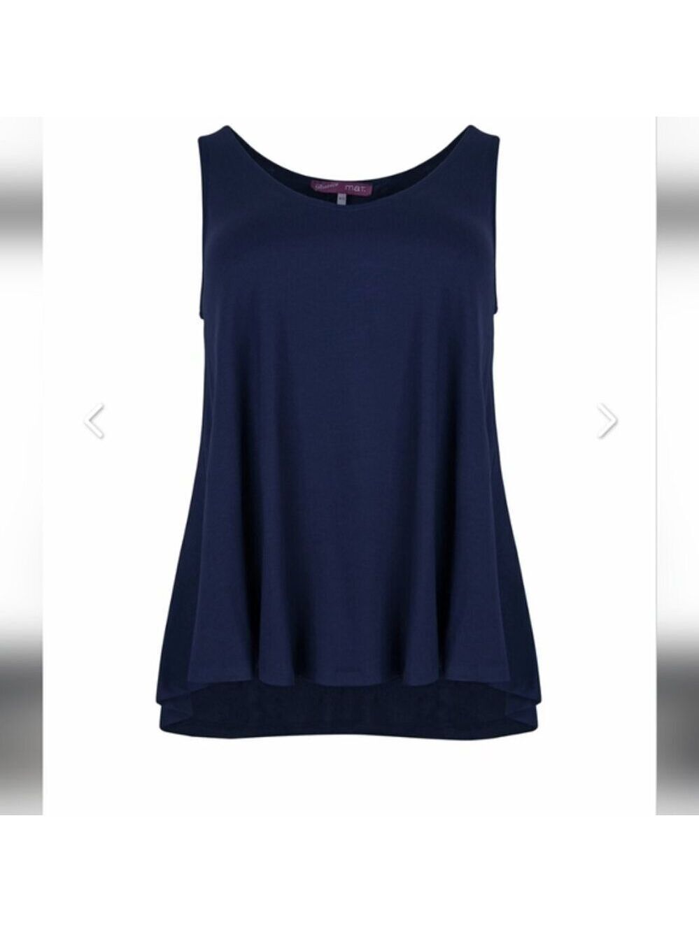 Navy Viscose curve hem V top MAT FASHION Europe Woman's OS